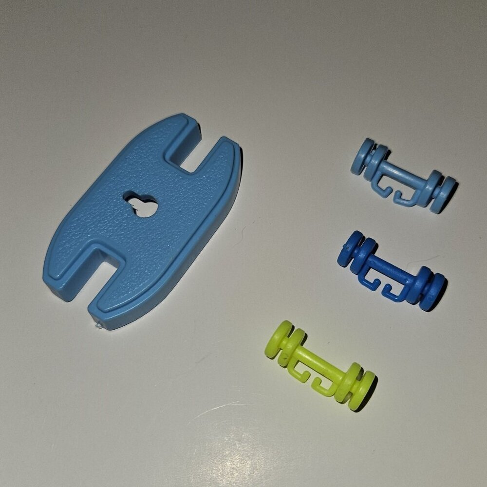 VTG Barbie Doll Gym Accessories Toy Lot Dumbells Blue Neon Weight Machine Plate